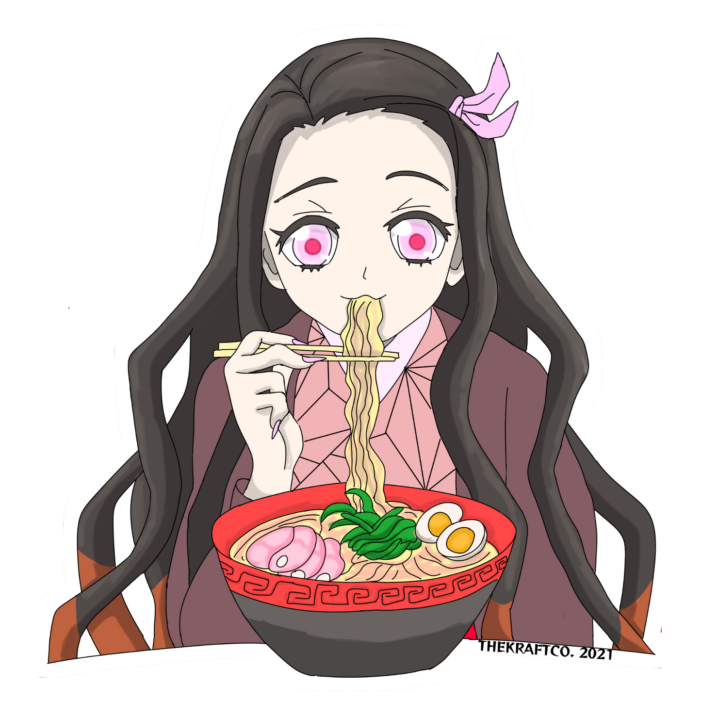 4 inch demongirl eating ramen noodles
