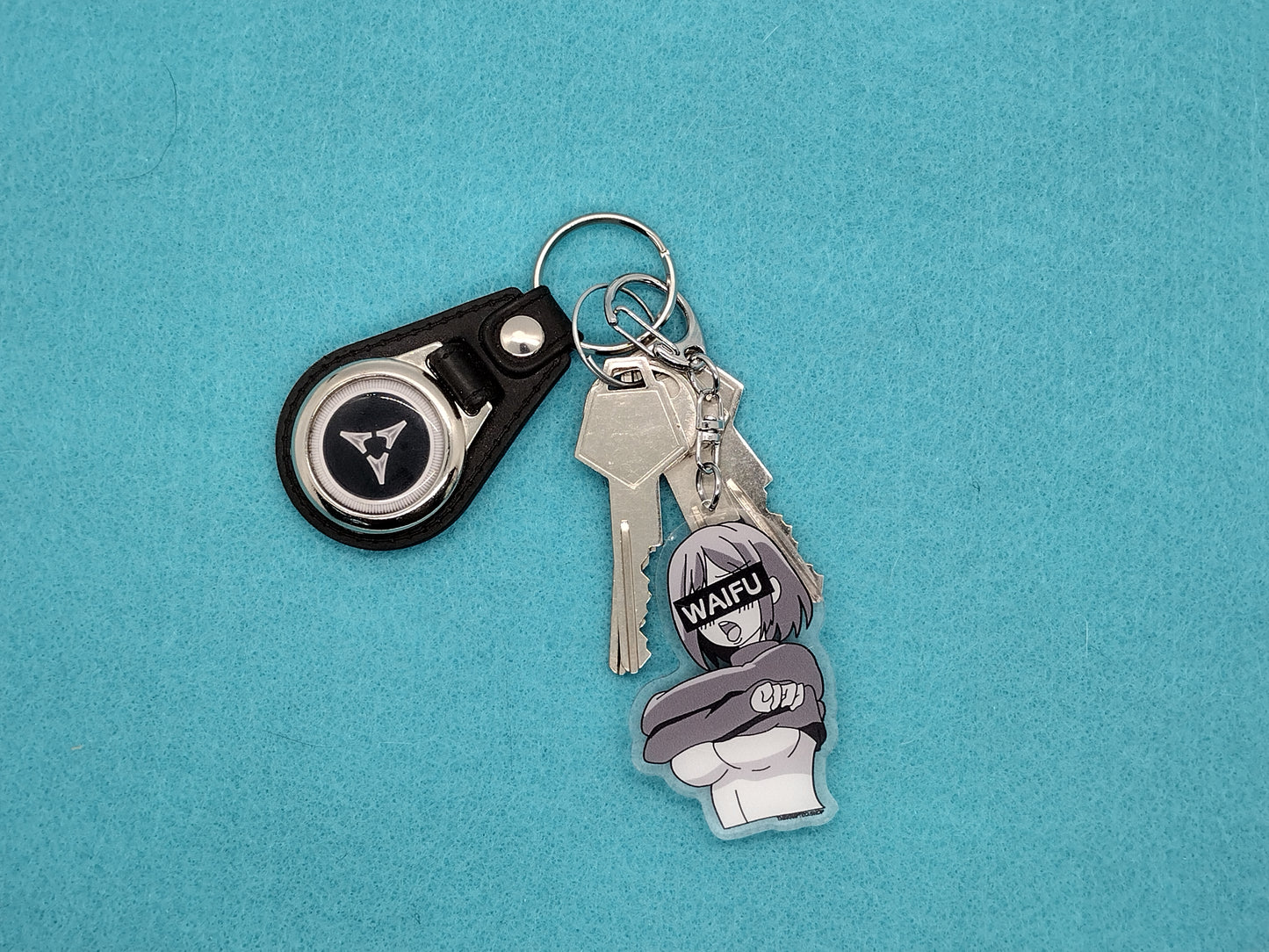 Anime waifu undershirt keychain