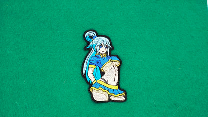 Aqua babe embroidered patch