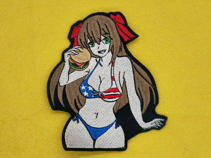 Burgers and boobs embroidered patch