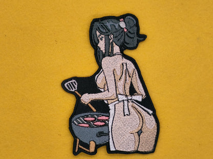 Grilling waifu embroidered patch