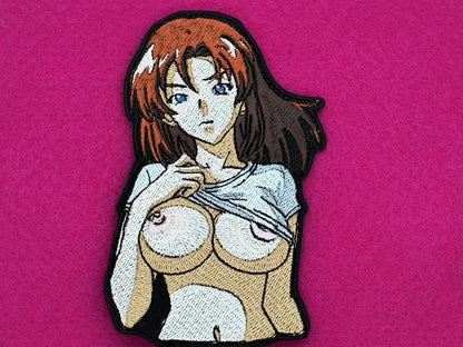 Flashing waifu embroidered patch