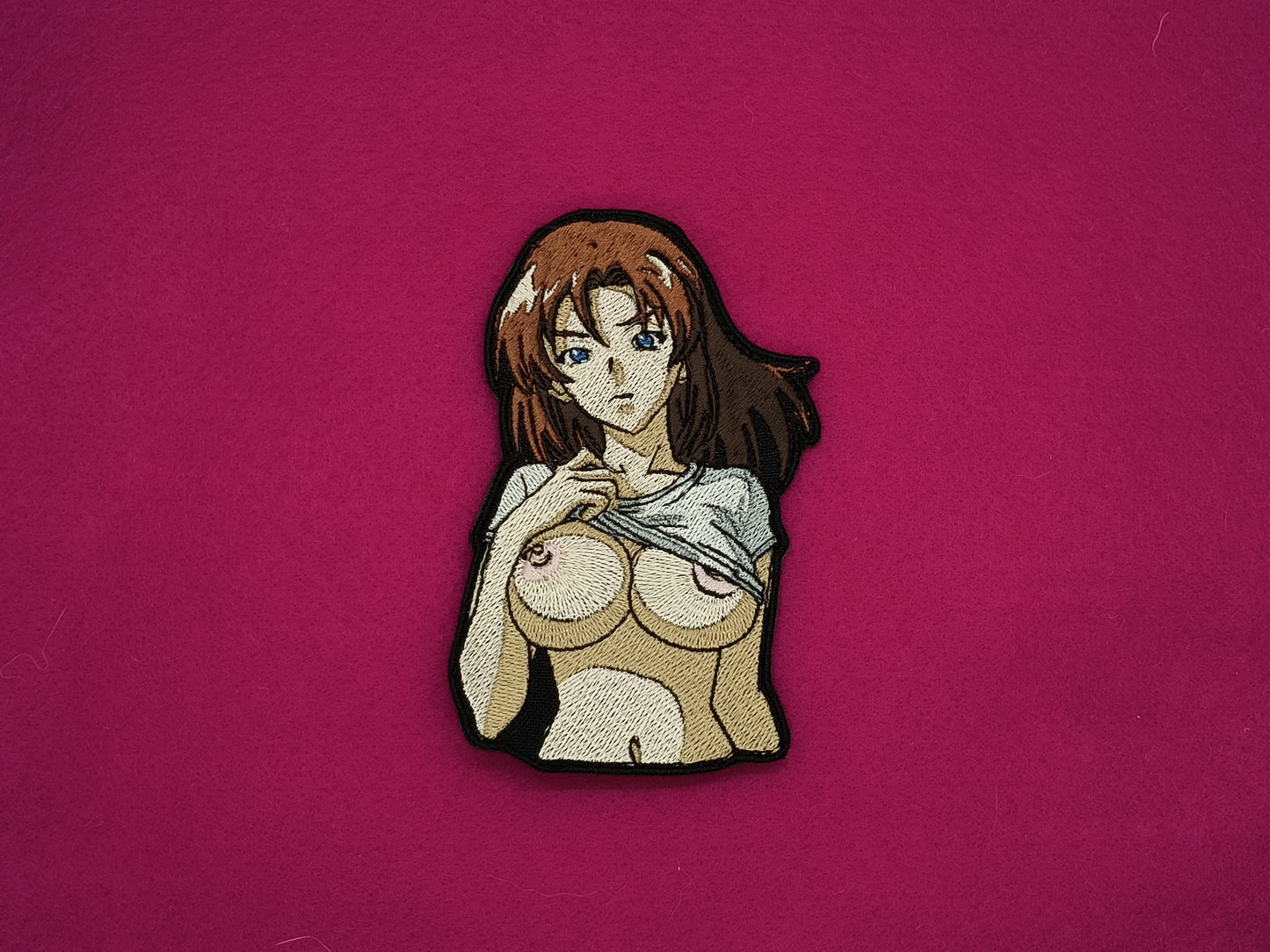 Flashing waifu embroidered patch