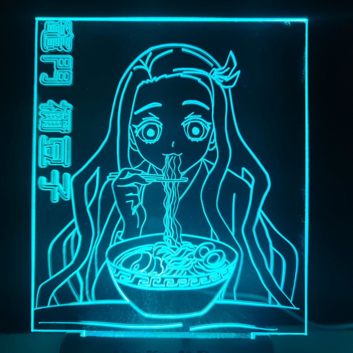 demon girl eating ramen noodles acrylic light