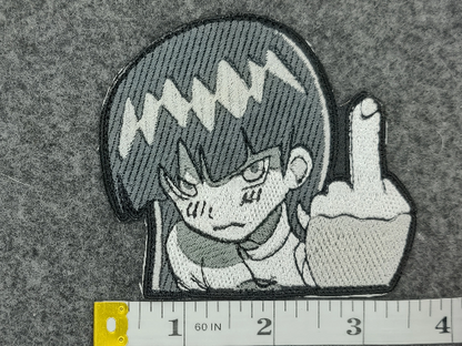 embroidered anime giving finger patch