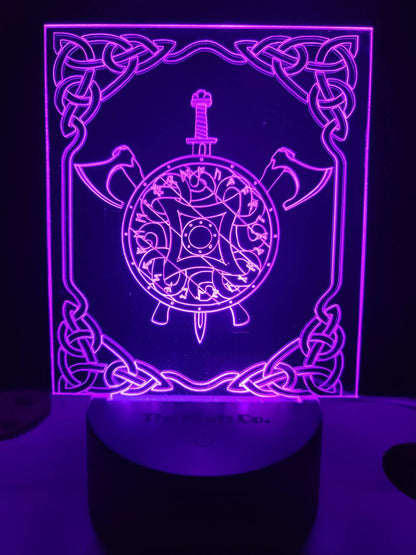 Viking shield, sword , and axes acrylic 3d light.