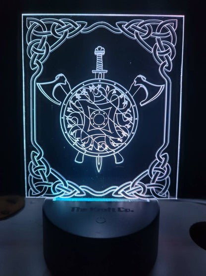 Viking shield, sword , and axes acrylic 3d light.