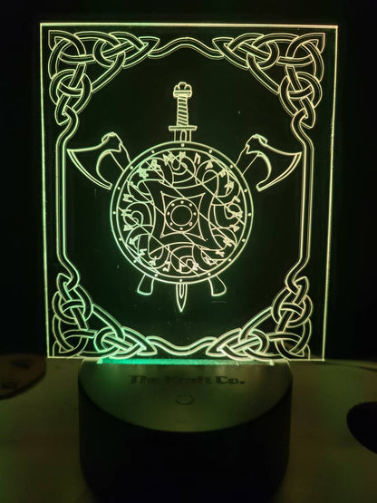 Viking shield, sword , and axes acrylic 3d light.