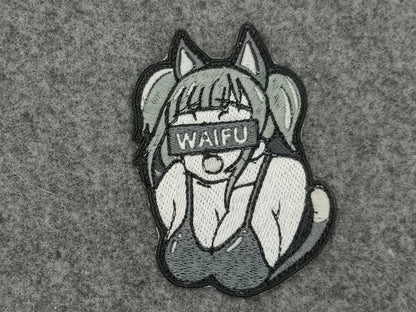 Embroidered lewd waifu cat  girl patch