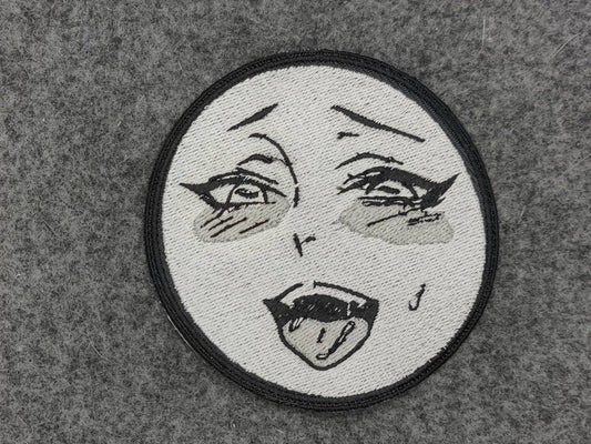 embroidered Ahegao face patch