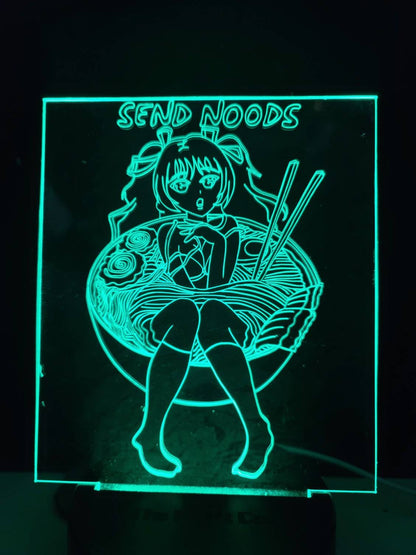 send noods ramen noodles anime girl engraved acrylic light