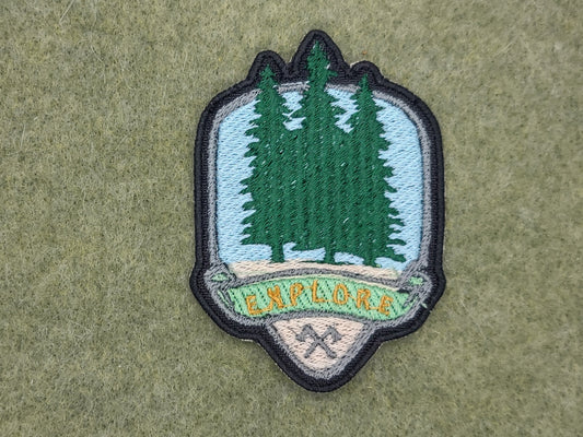 Explore tree embroidered patch