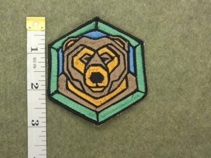 low poly bear head iron on or hook and loop patch