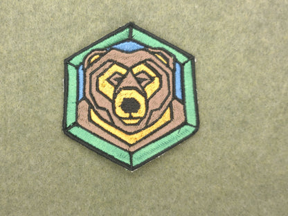 low poly bear head iron on or hook and loop patch