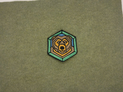 low poly bear head iron on or hook and loop patch