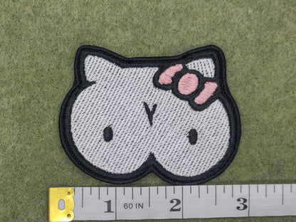 Hello titty embroiderrd patch iorn on or hook and loop