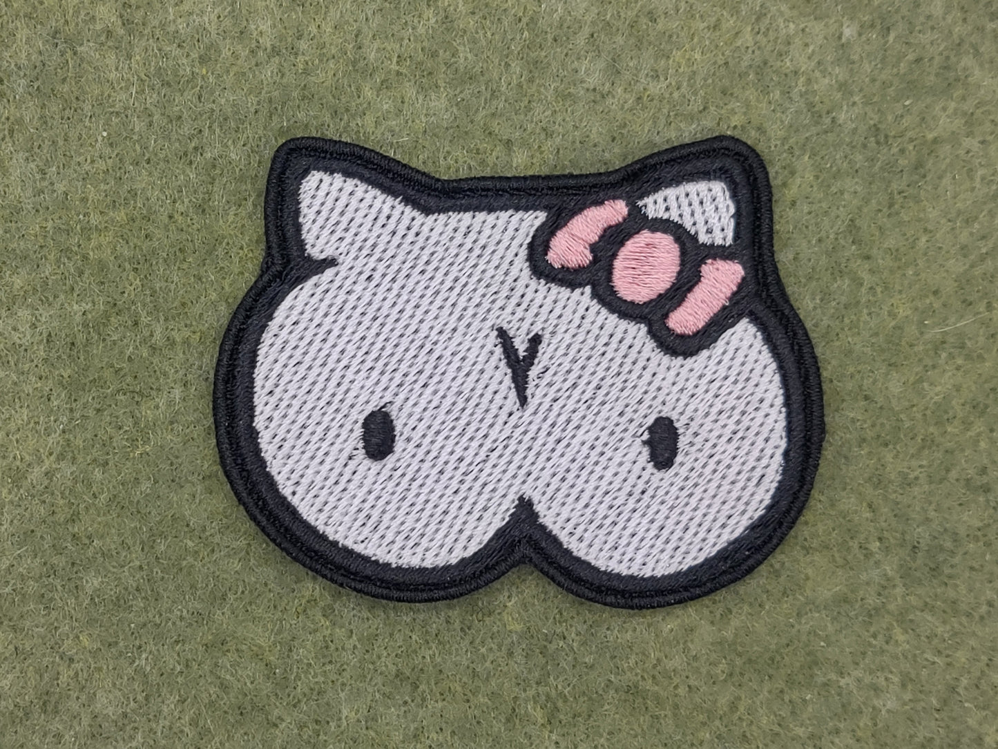 Hello titty embroiderrd patch iorn on or hook and loop